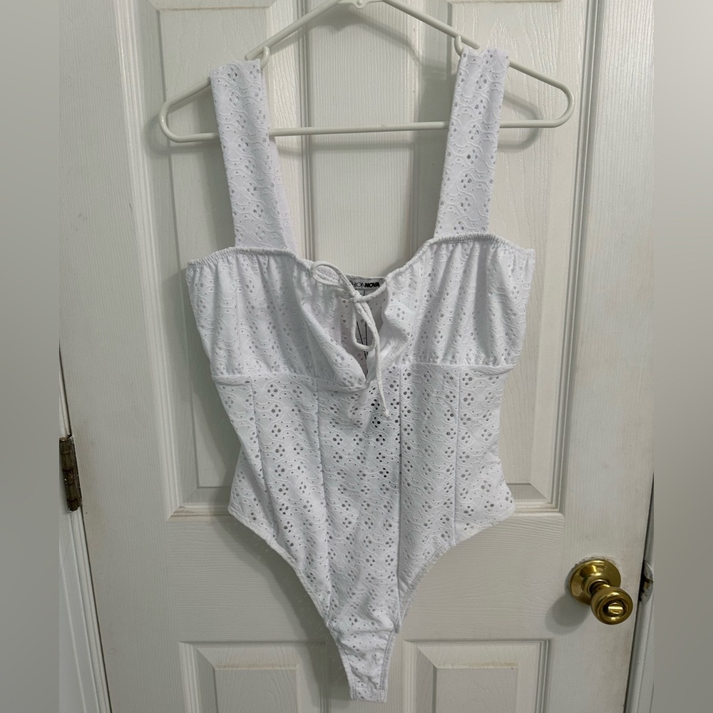 Fashion Nova White Eyelet Bodysuit